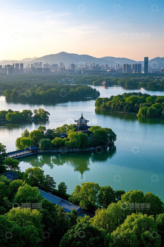 杭州西湖湖心亭全景