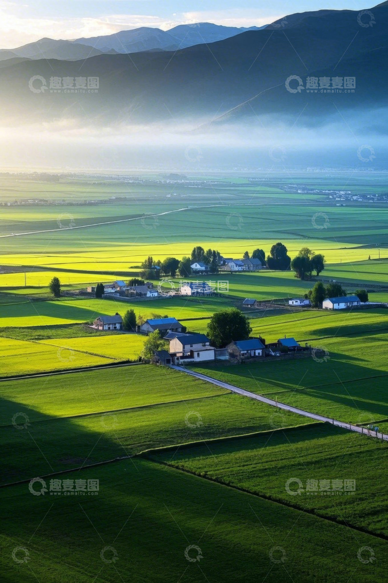 高清大图下载【趣麦麦图】田野乡村风光航拍全景