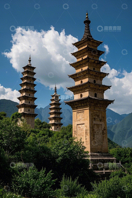山林间古塔景观
