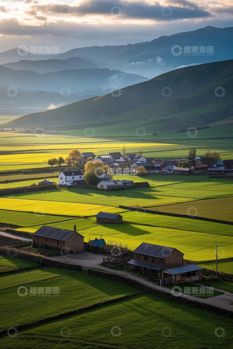 高清大图下载【趣麦麦图】田野乡村风光俯瞰景象