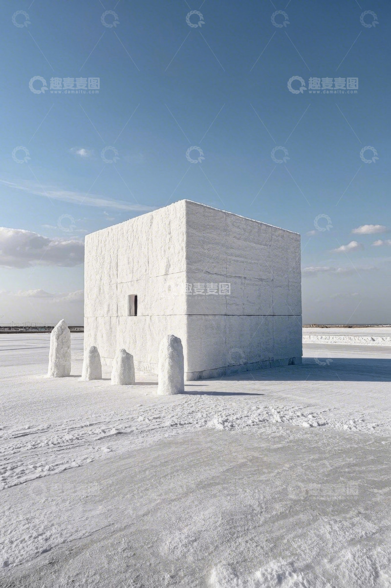 高清大图下载【趣麦麦图】盐湖上的白色建筑景观
