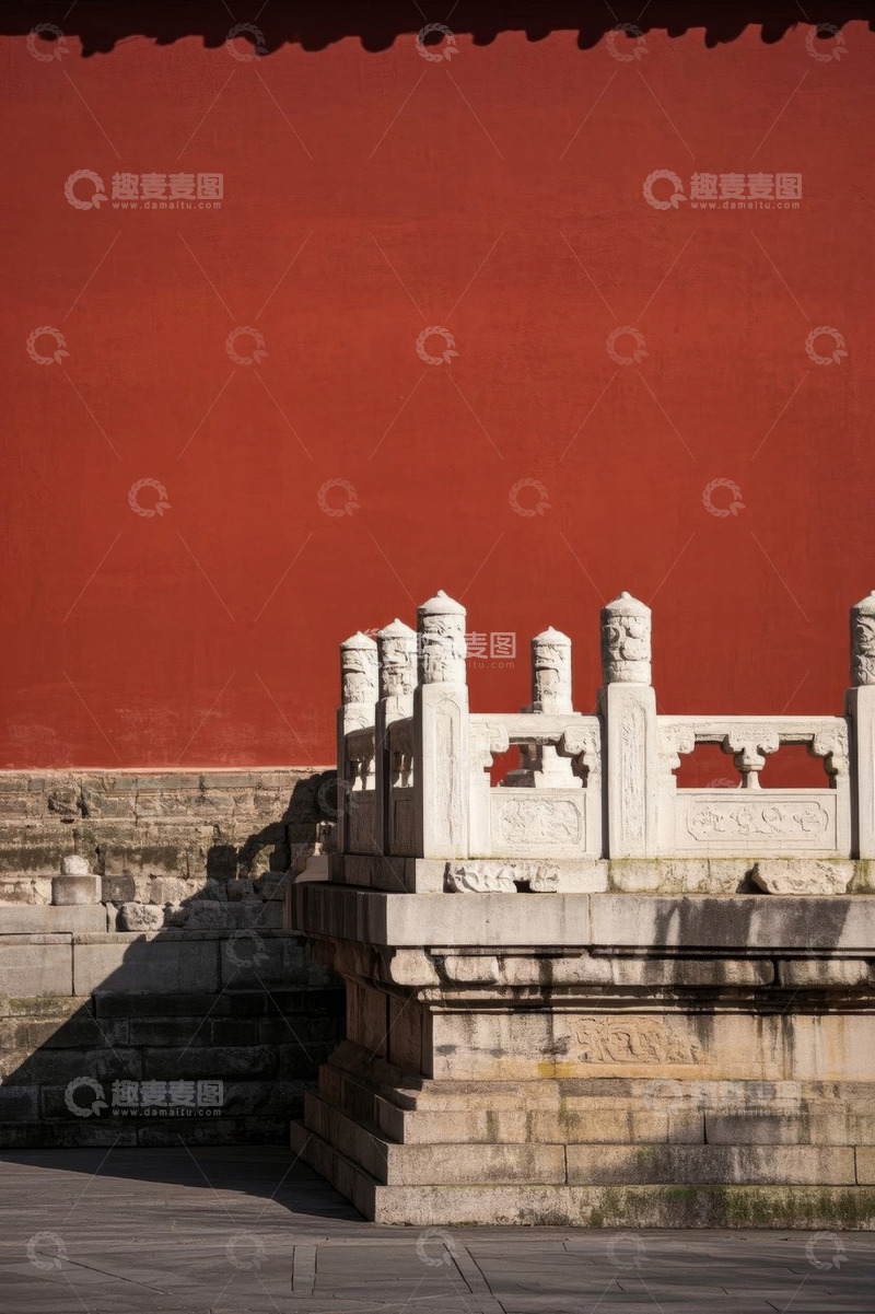 高清大图下载【趣麦麦图】故宫红墙与石栏杆景观