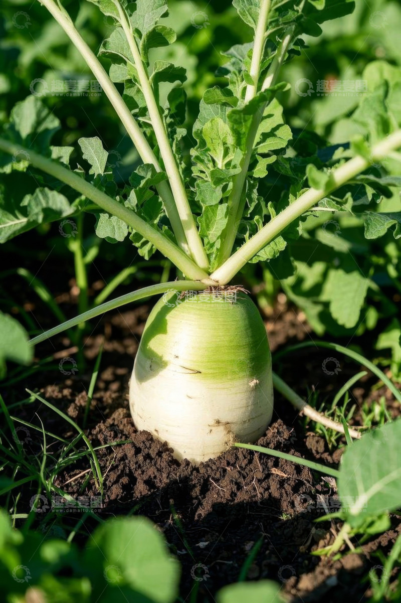 高清大图下载【趣麦麦图】田间生长的新鲜白萝卜