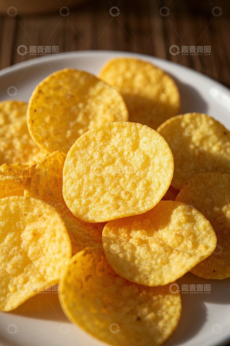 高清大图下载【趣麦麦图】白色盘子里的美味薯片