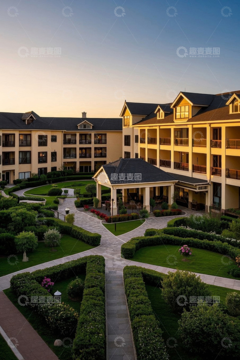 高清大图下载【趣麦麦图】酒店庭院绿植景观