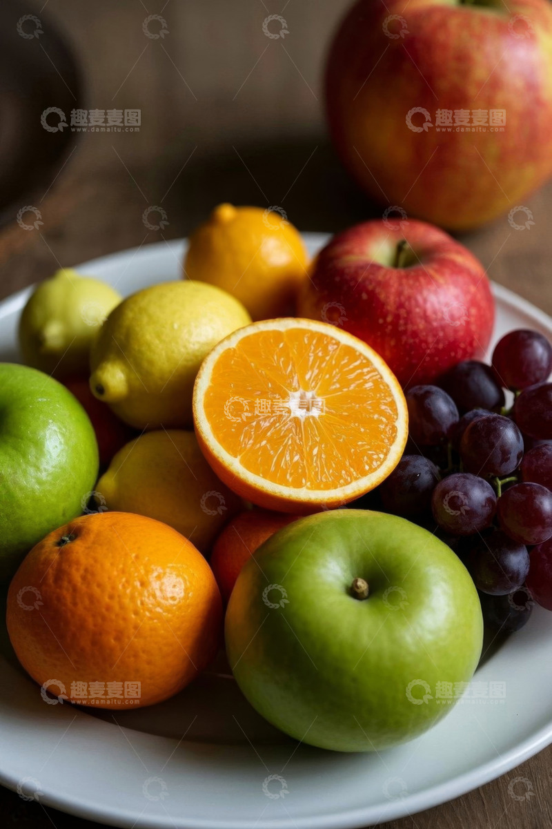 高清大图下载【趣麦麦图】盘子里的多样新鲜水果