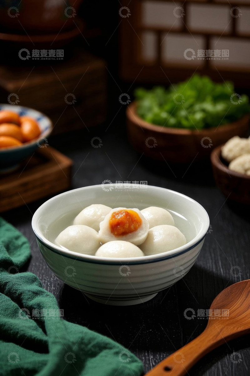 高清大图下载【趣麦麦图】碗装汤圆美食静物画面