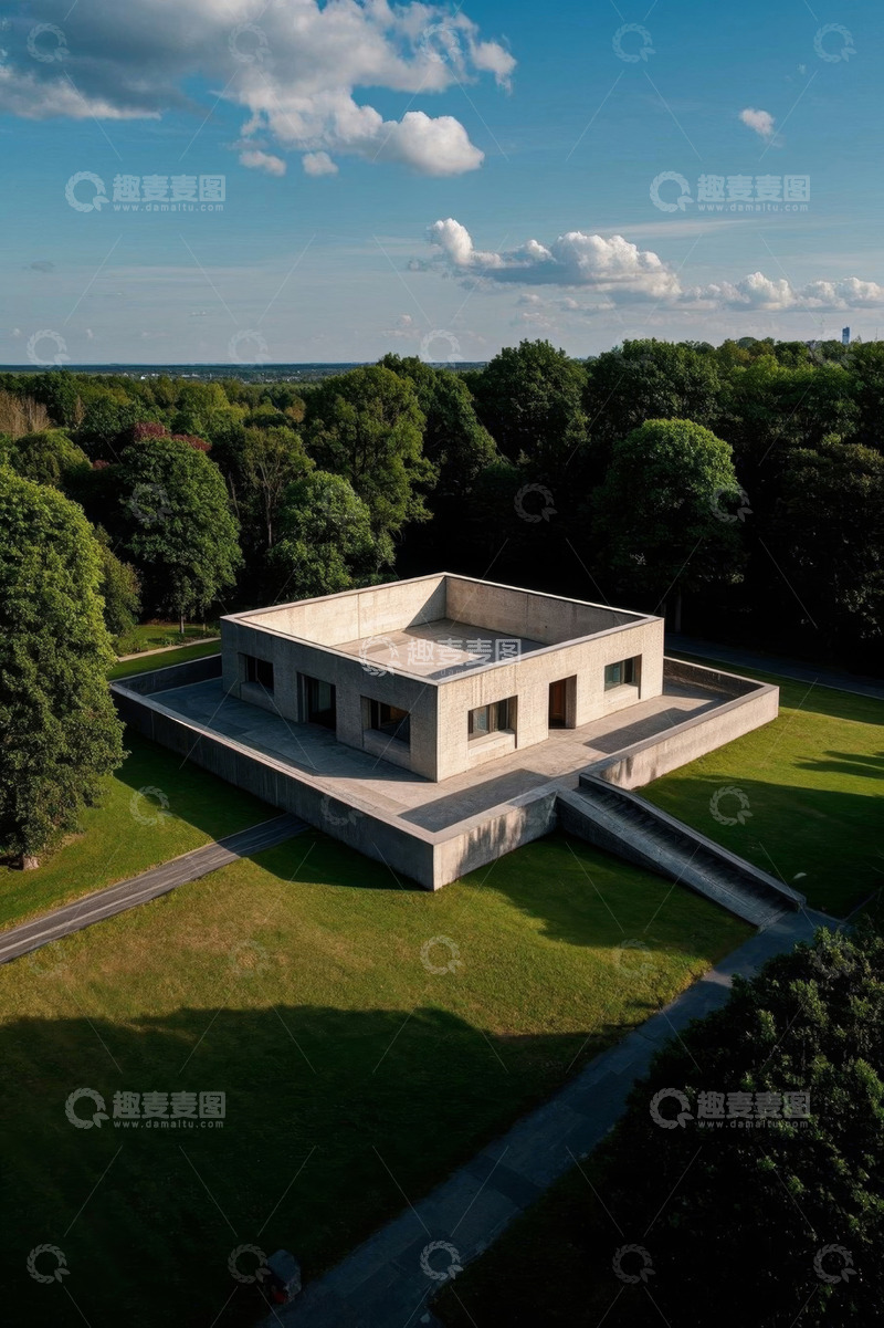 高清大图下载【趣麦麦图】郊外独栋建筑鸟瞰