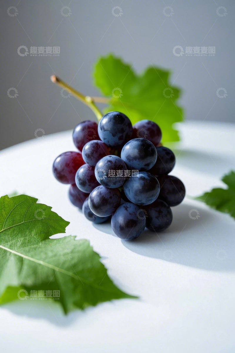 高清大图下载【趣麦麦图】新鲜葡萄带叶特写