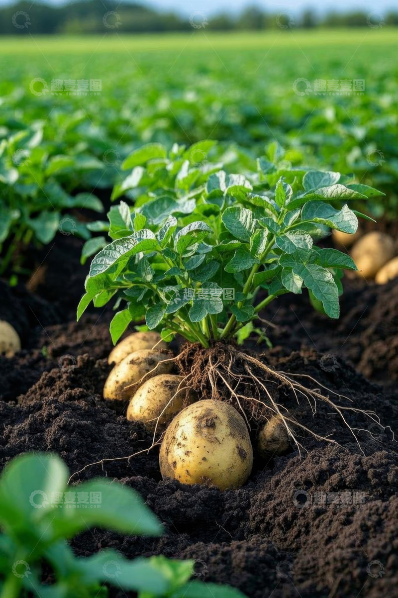高清大图下载【趣麦麦图】田间生长的新鲜土豆植株