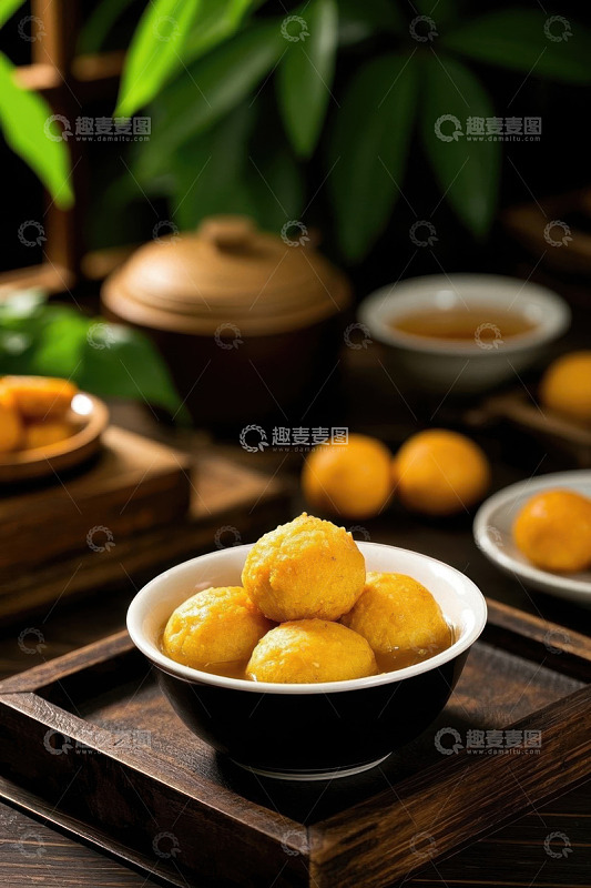 碗中美味丸子与中式茶具搭配