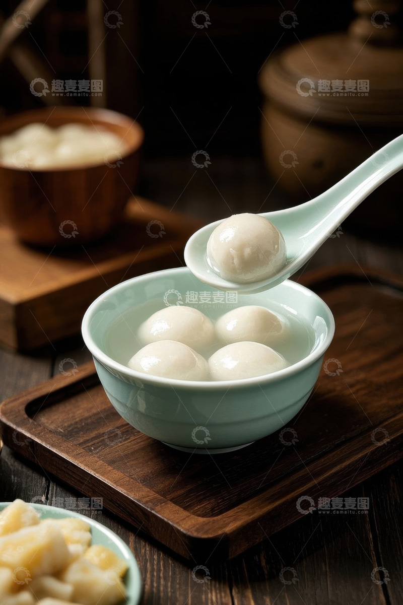 高清大图下载【趣麦麦图】碗中汤圆特写