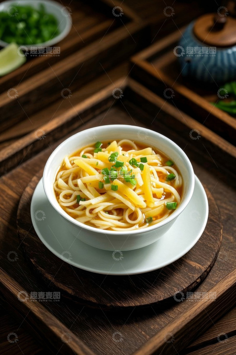 高清大图下载【趣麦麦图】木桌上的一碗美味面条