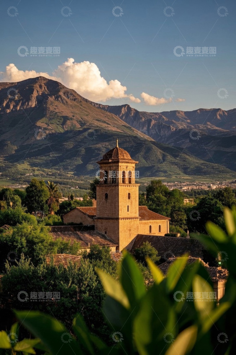 高清大图下载【趣麦麦图】山间建筑与自然风光景观