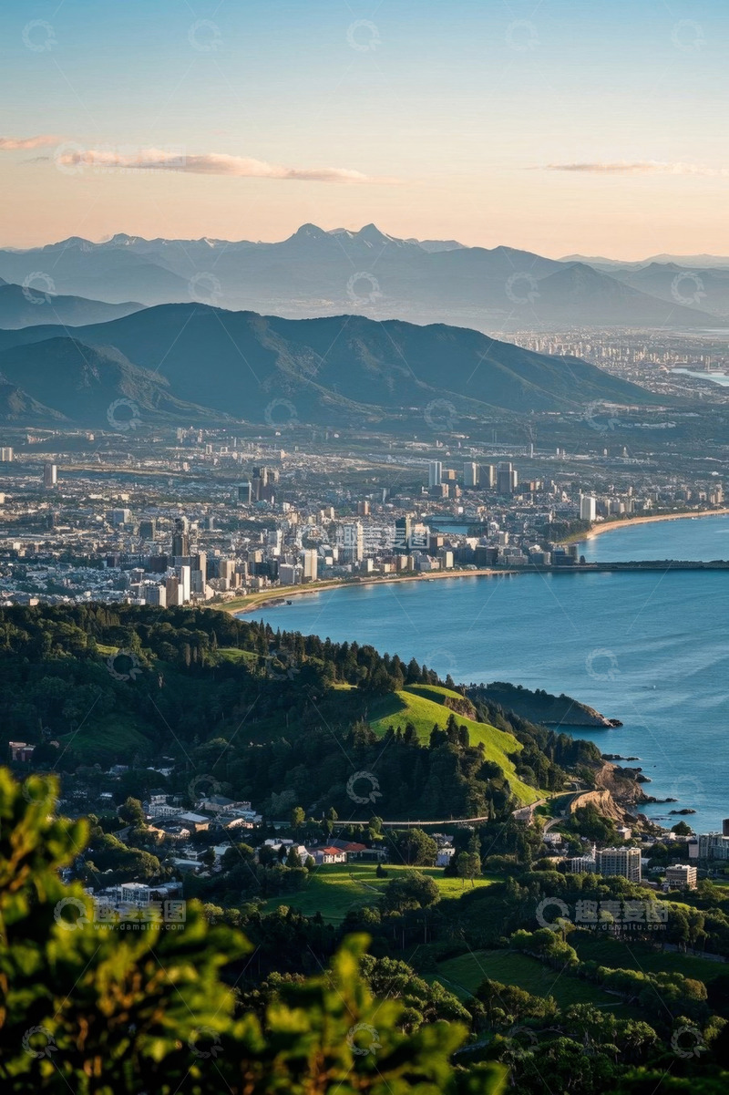 高清大图下载【趣麦麦图】城市山海全景风光