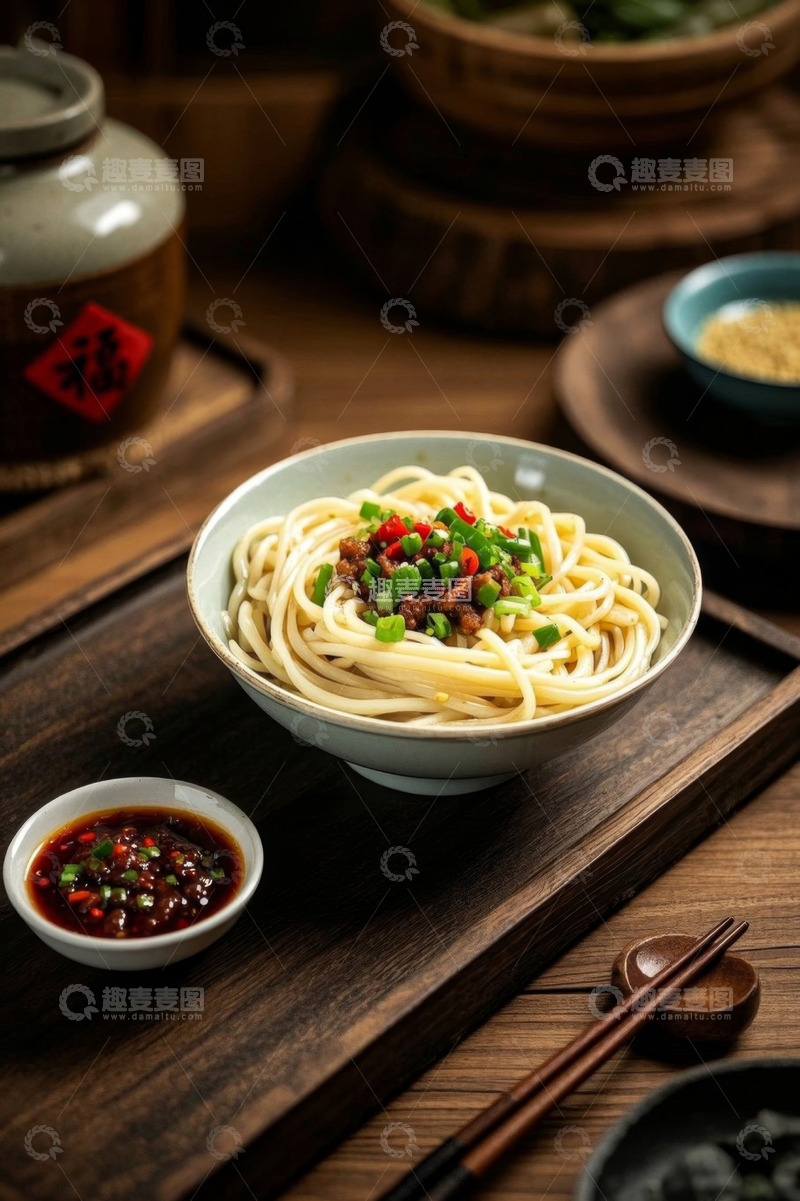 高清大图下载【趣麦麦图】中式餐桌的一碗美味面条