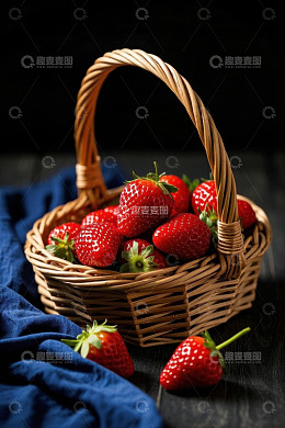 篮子里装满新鲜草莓