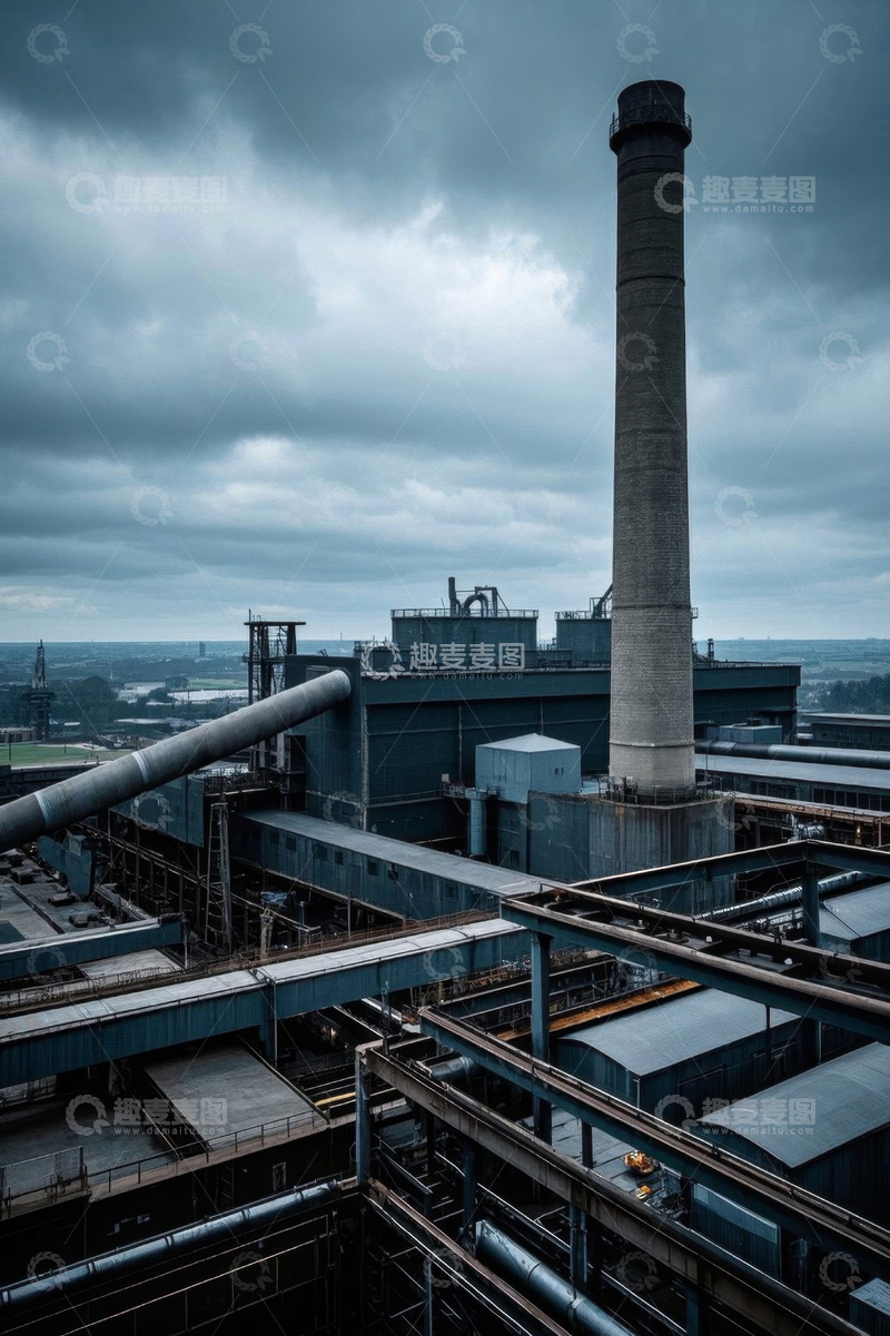 高清大图下载【趣麦麦图】工业工厂烟囱设施俯拍景象