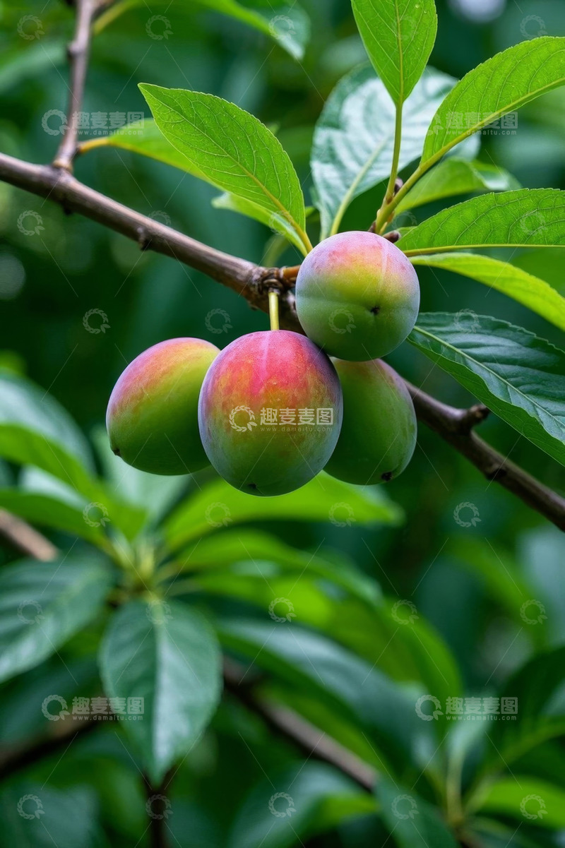 高清大图下载【趣麦麦图】枝头成熟的李子特写