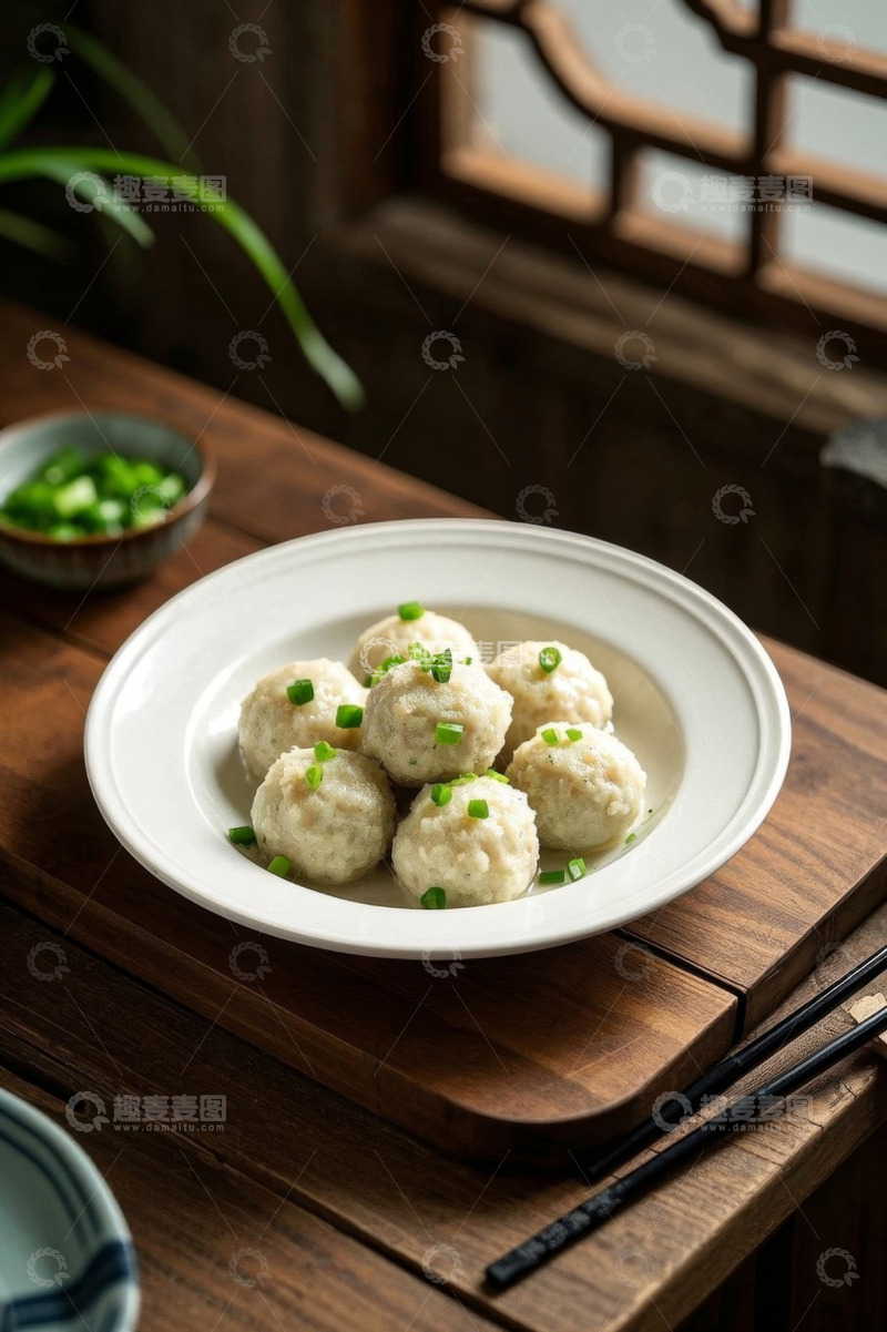 高清大图下载【趣麦麦图】中式餐桌上的美味肉丸