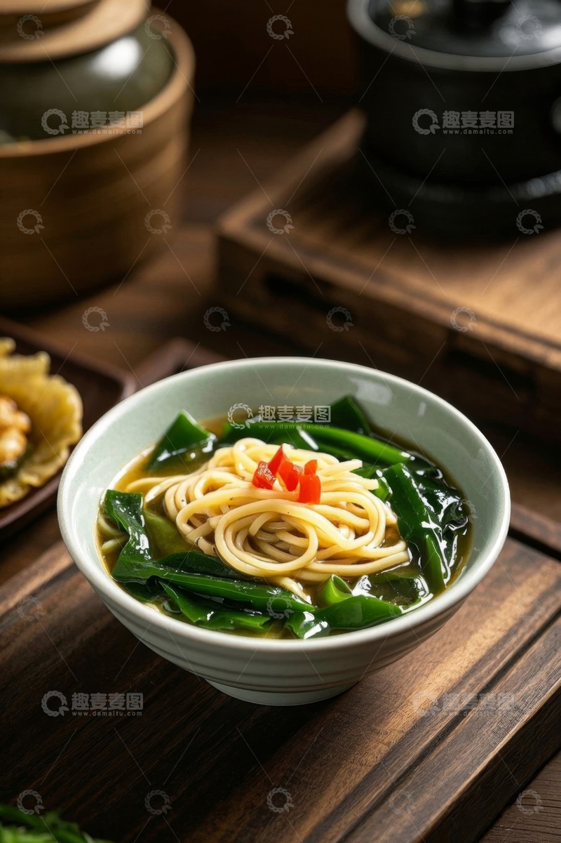 高清大图下载【趣麦麦图】碗装青菜面条美食特写