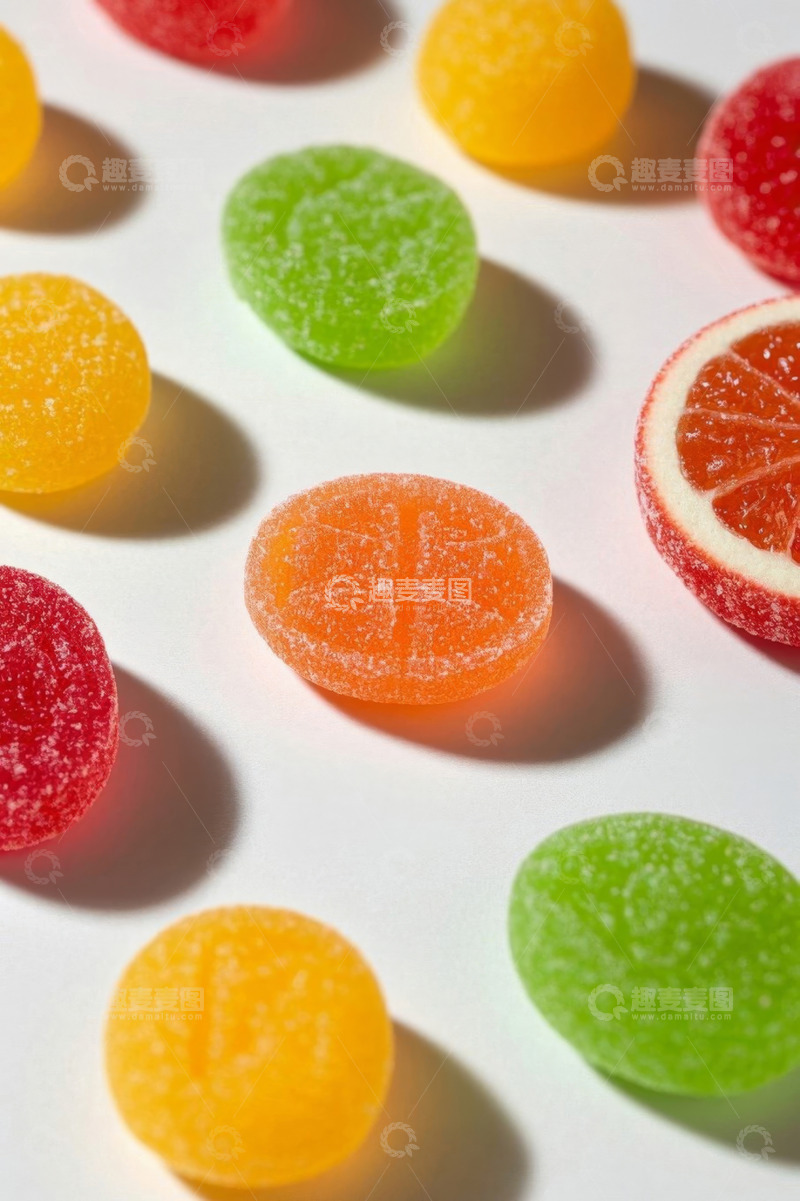 高清大图下载【趣麦麦图】多彩水果味糖果特写