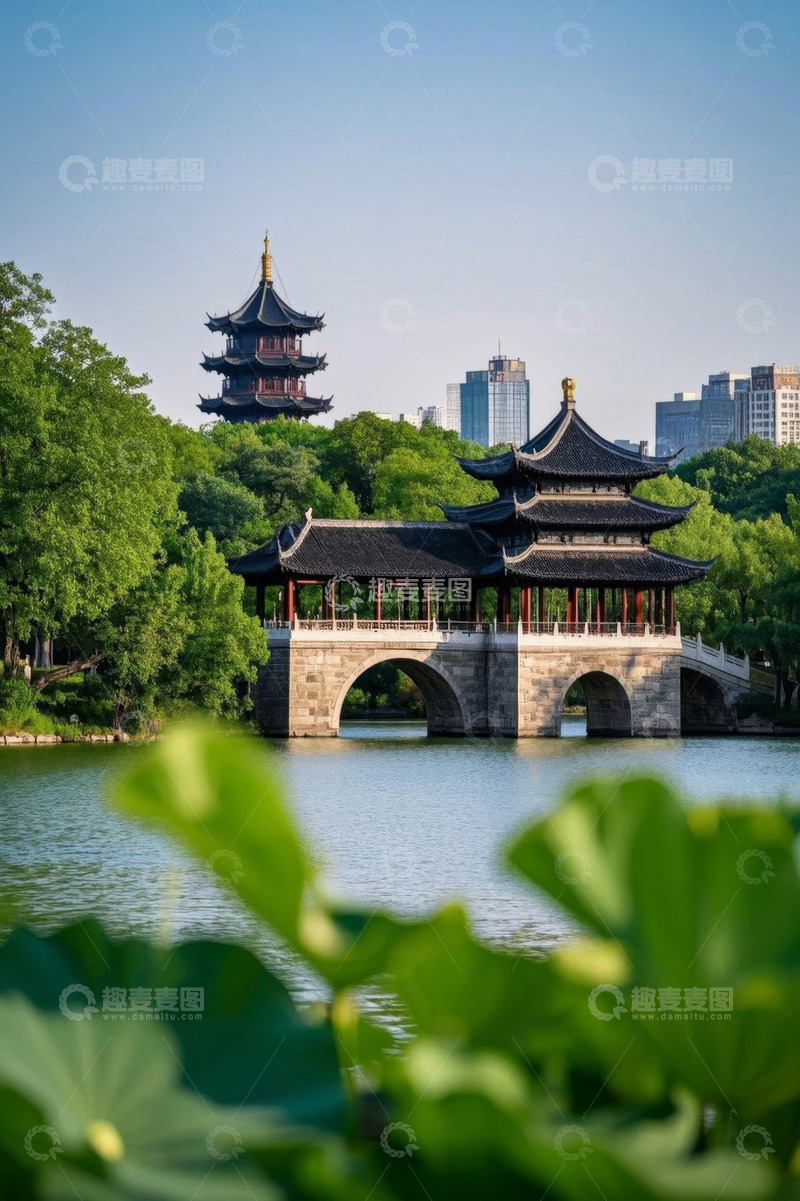 高清大图下载【趣麦麦图】中式古建筑与城市风光景观