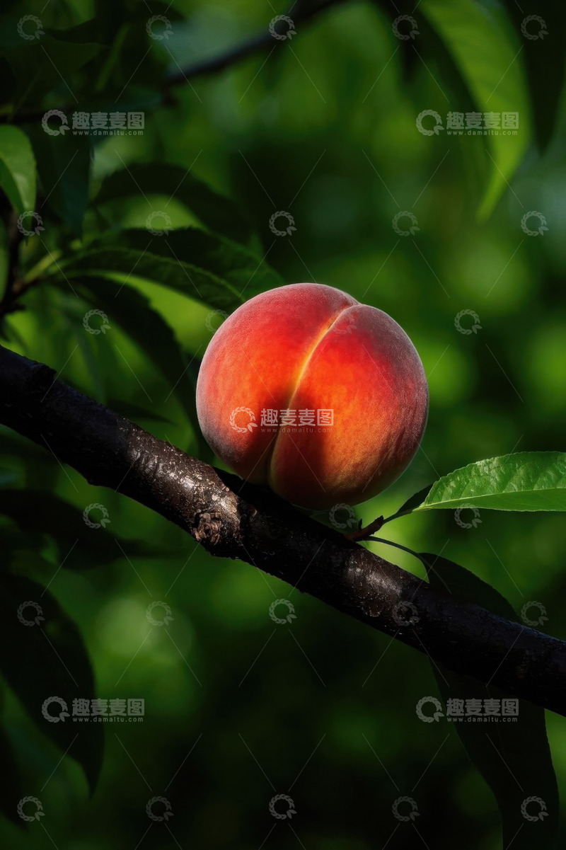 高清大图下载【趣麦麦图】枝头成熟饱满的桃子