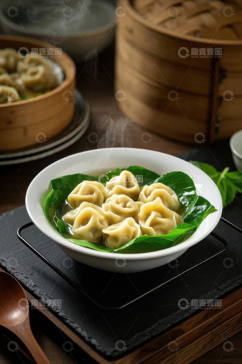高清大图下载【趣麦麦图】热气腾腾的中式饺子美食