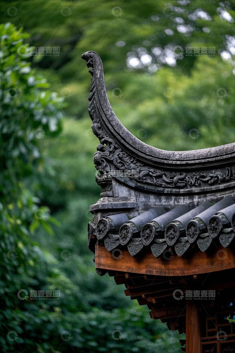 高清大图下载【趣麦麦图】中式古建筑屋檐特写