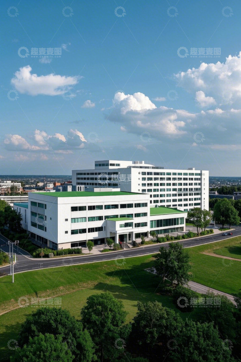 高清大图下载【趣麦麦图】航拍现代化建筑群与绿地景观