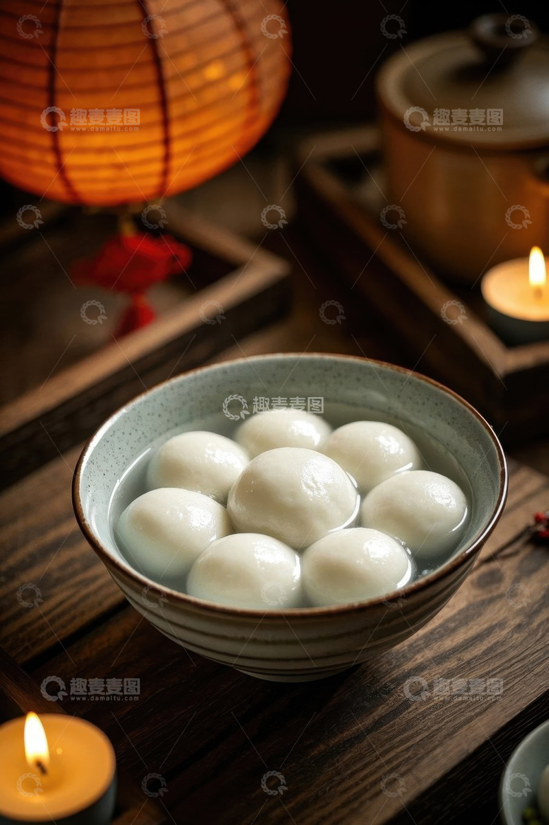 高清大图下载【趣麦麦图】碗中盛汤圆传统氛围场景