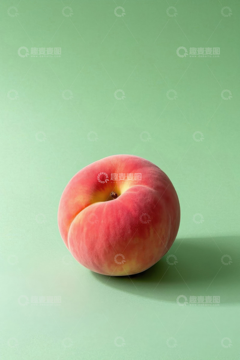 高清大图下载【趣麦麦图】绿色背景下的新鲜桃子