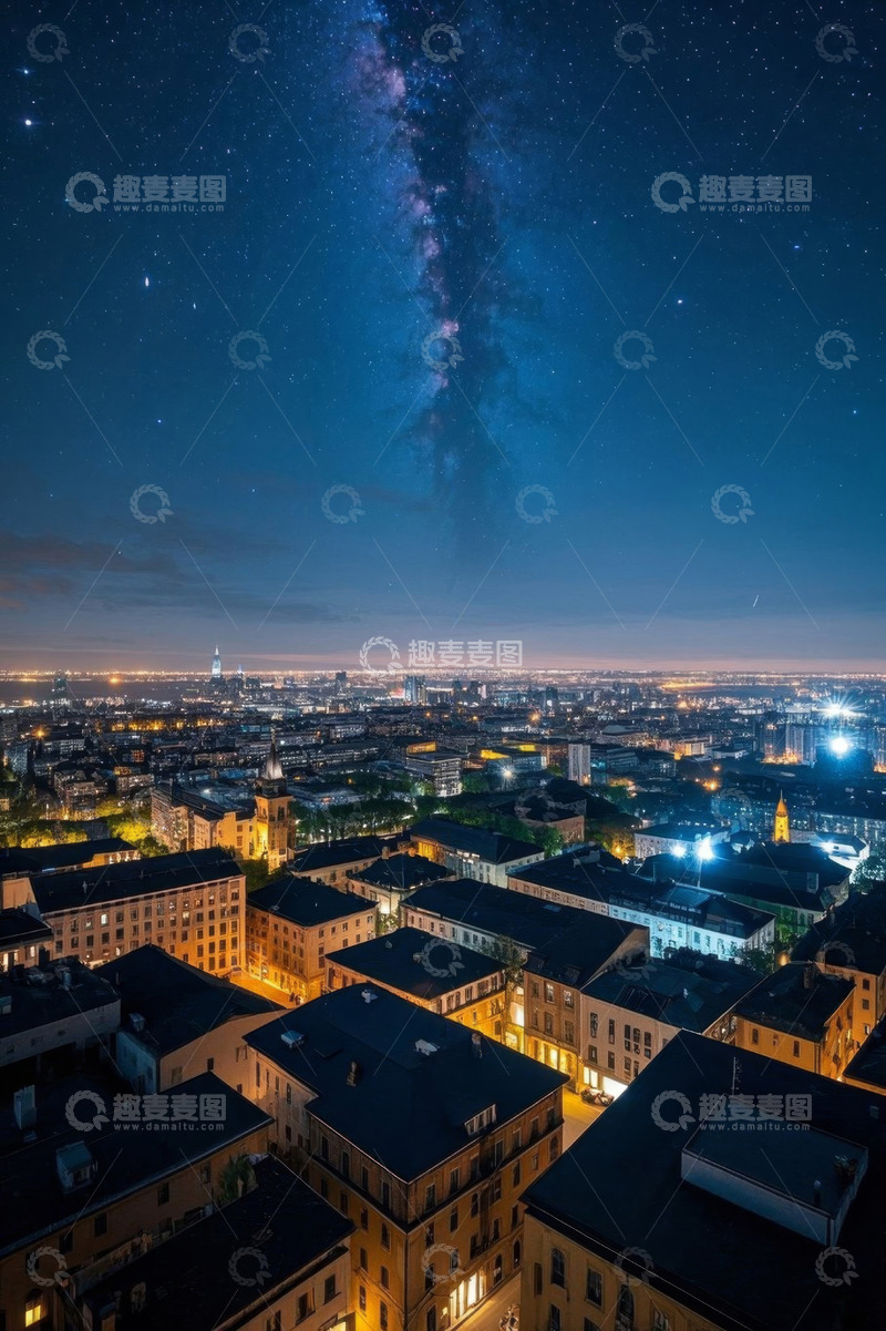 高清大图下载【趣麦麦图】城市夜空下的建筑全景