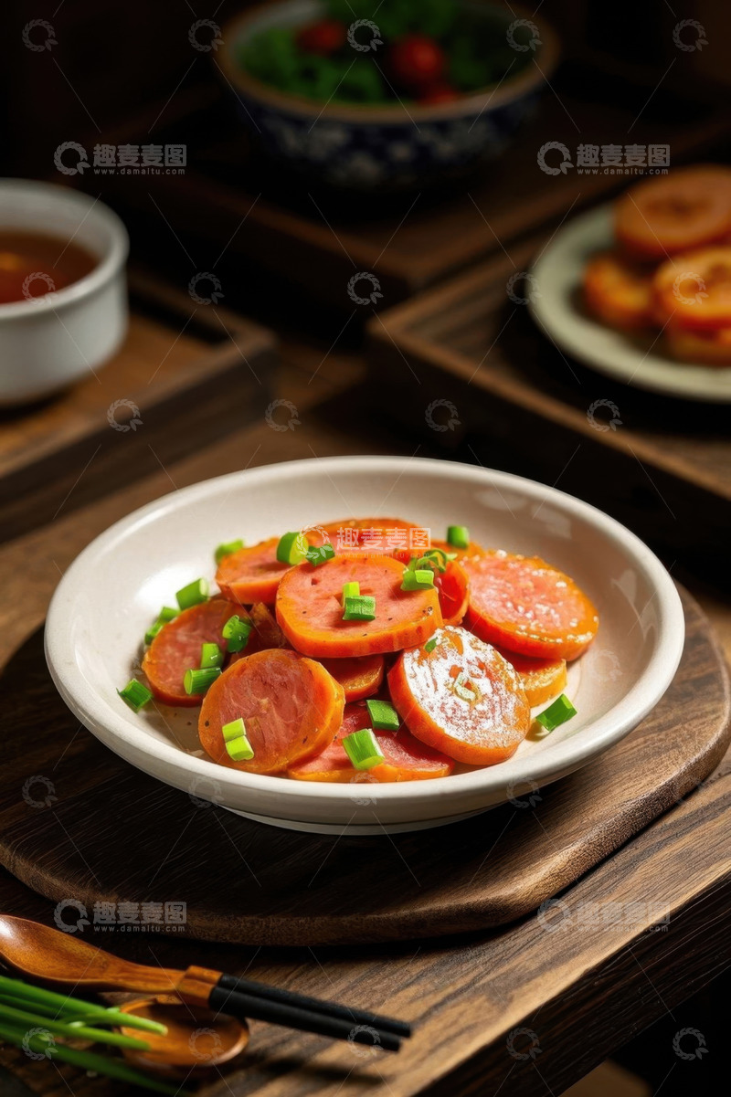 高清大图下载【趣麦麦图】摆盘精致的切片香肠菜肴