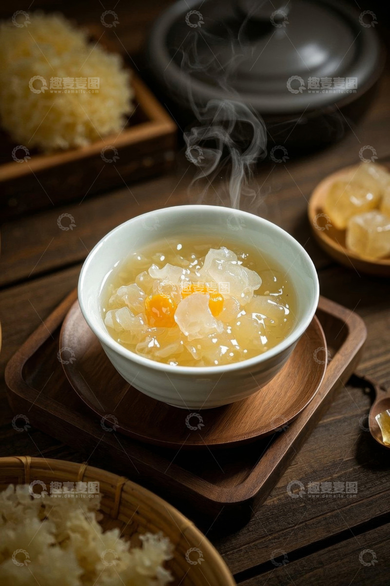 高清大图下载【趣麦麦图】碗装桃胶银耳羹美食特写