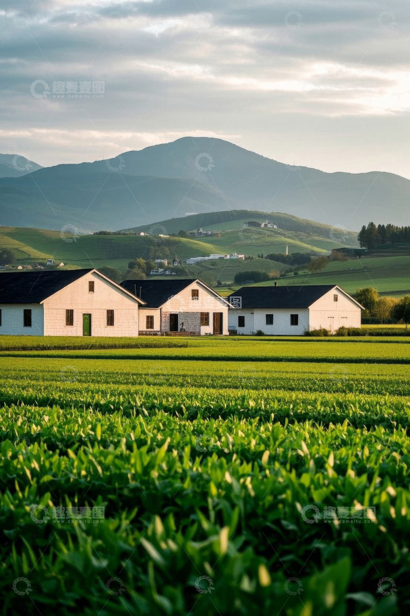 高清大图下载【趣麦麦图】田野边的乡村房屋风景