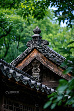中式古建筑屋顶特写