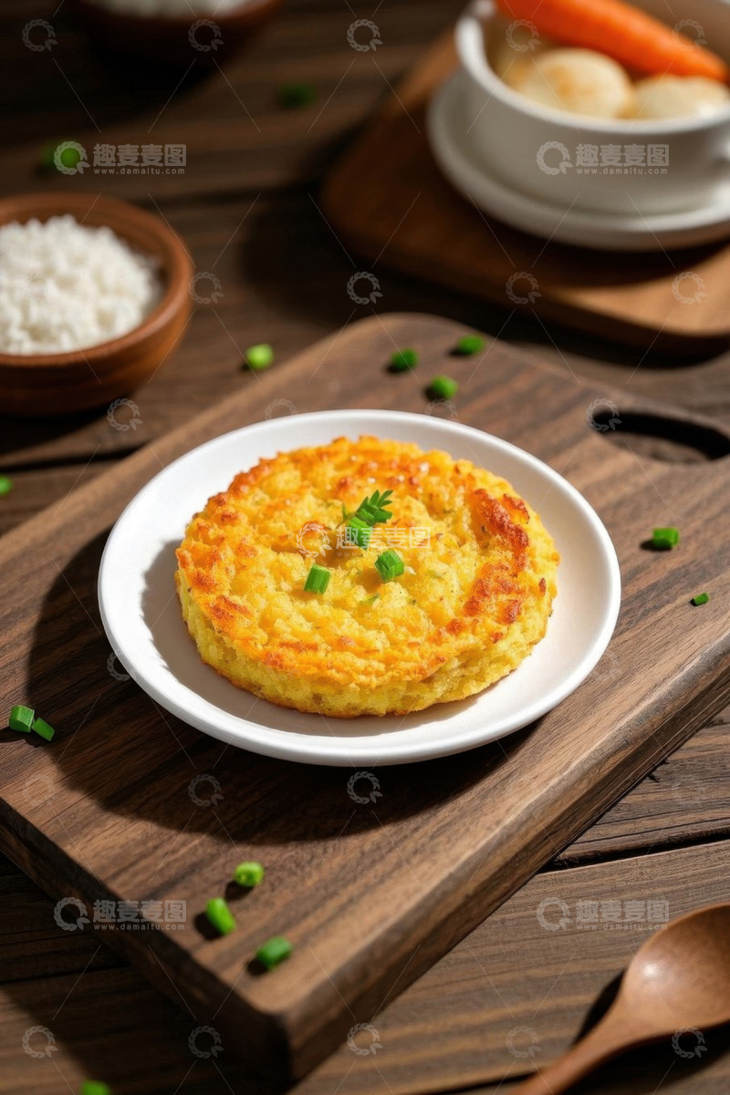 高清大图下载【趣麦麦图】木桌上的美味蔬菜饼