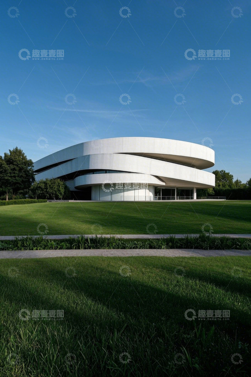 高清大图下载【趣麦麦图】现代户外白色建筑全景