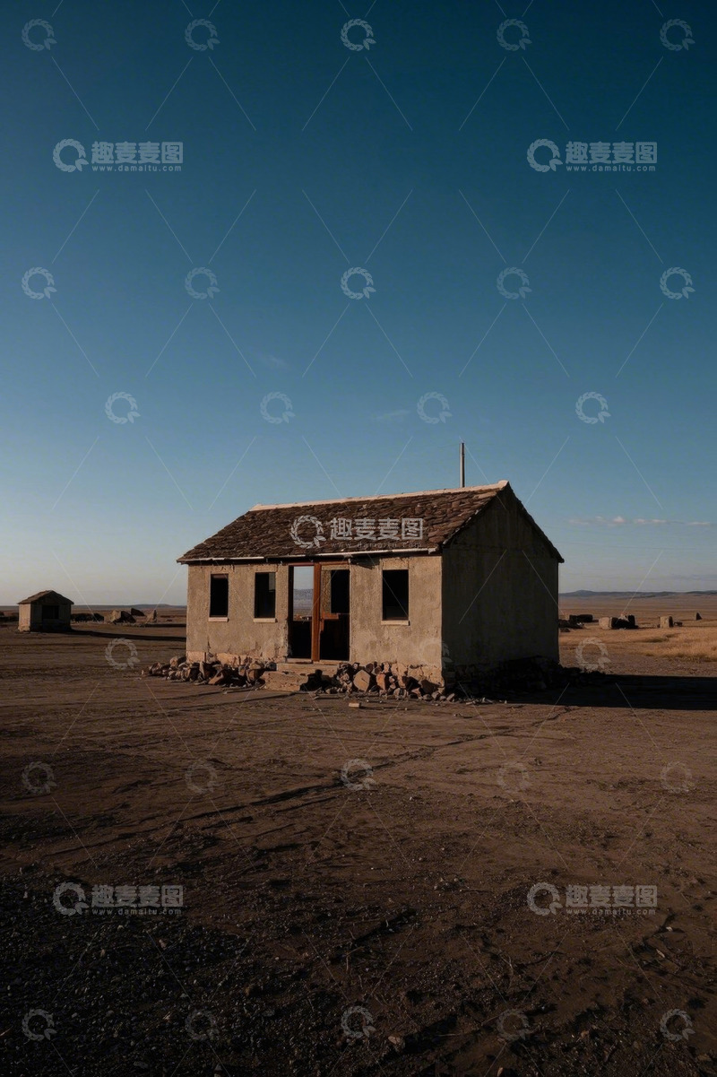 高清大图下载【趣麦麦图】荒漠中的孤立小屋