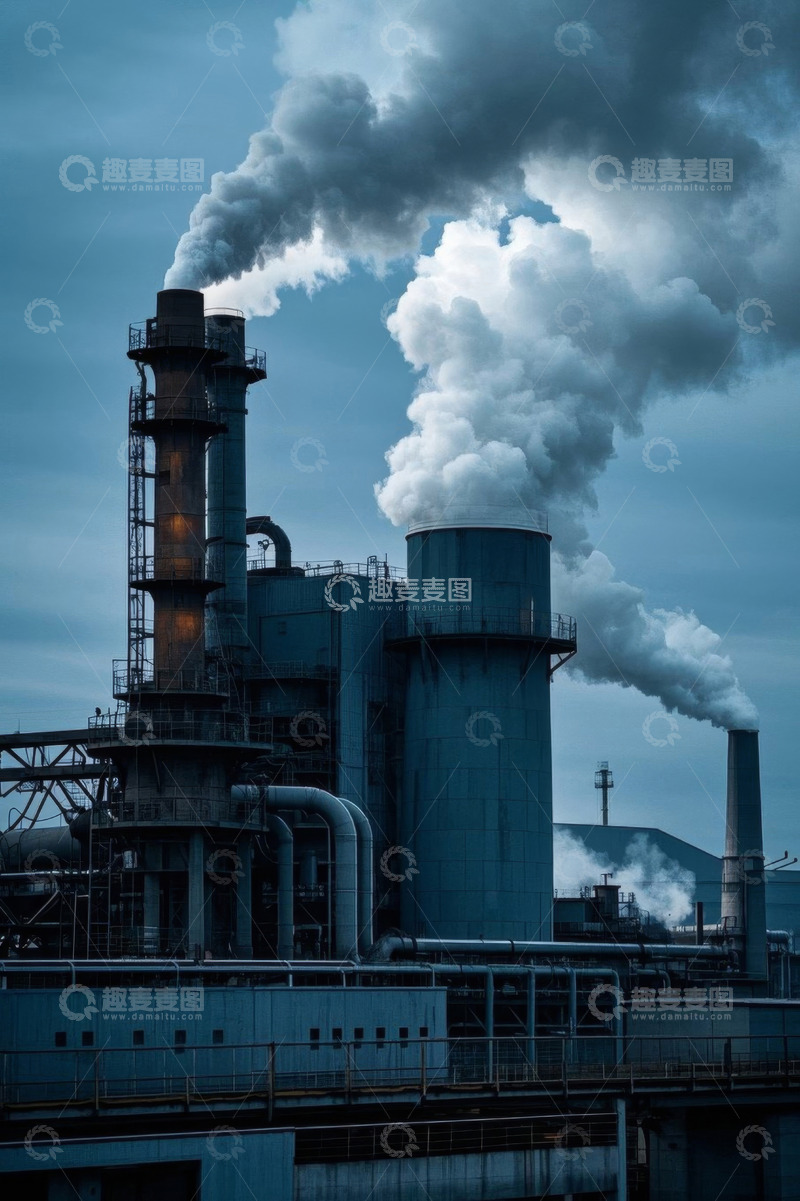 高清大图下载【趣麦麦图】工厂烟囱排放烟雾景象