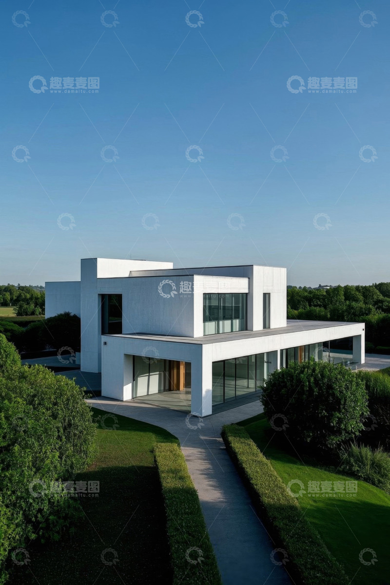 高清大图下载【趣麦麦图】现代风格别墅外观全景