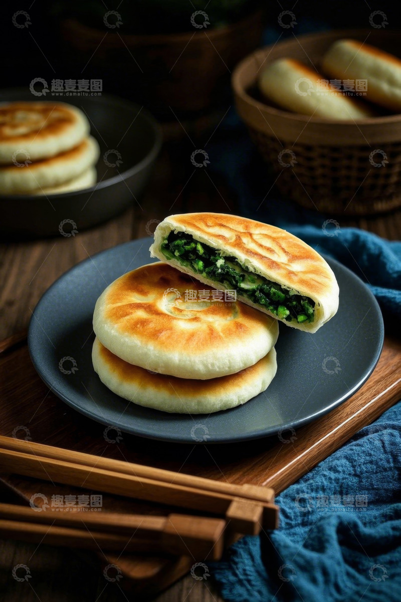 高清大图下载【趣麦麦图】美味蔬菜馅酥饼特写