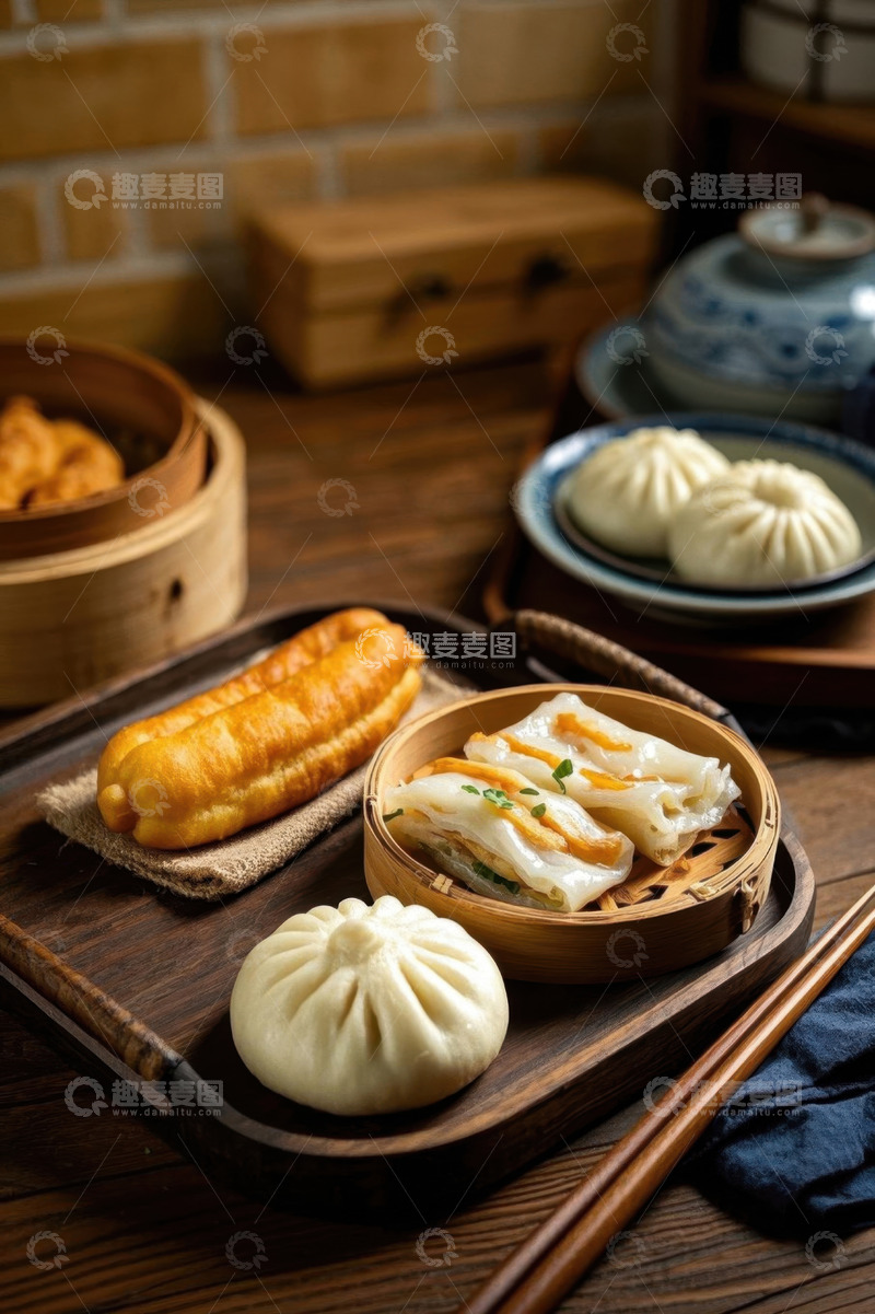 高清大图下载【趣麦麦图】中式传统早餐美食组合