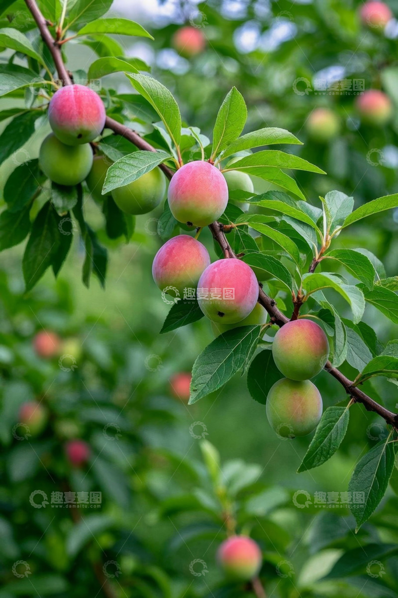 高清大图下载【趣麦麦图】枝头成熟李子特写