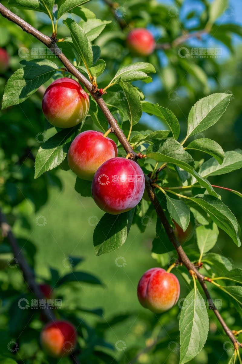 高清大图下载【趣麦麦图】枝头成熟的李子果实