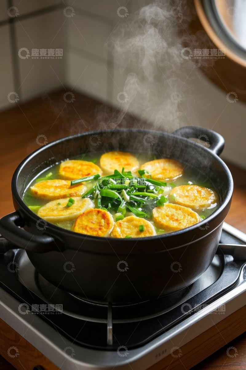 高清大图下载【趣麦麦图】炉灶上锅中烹饪的美食