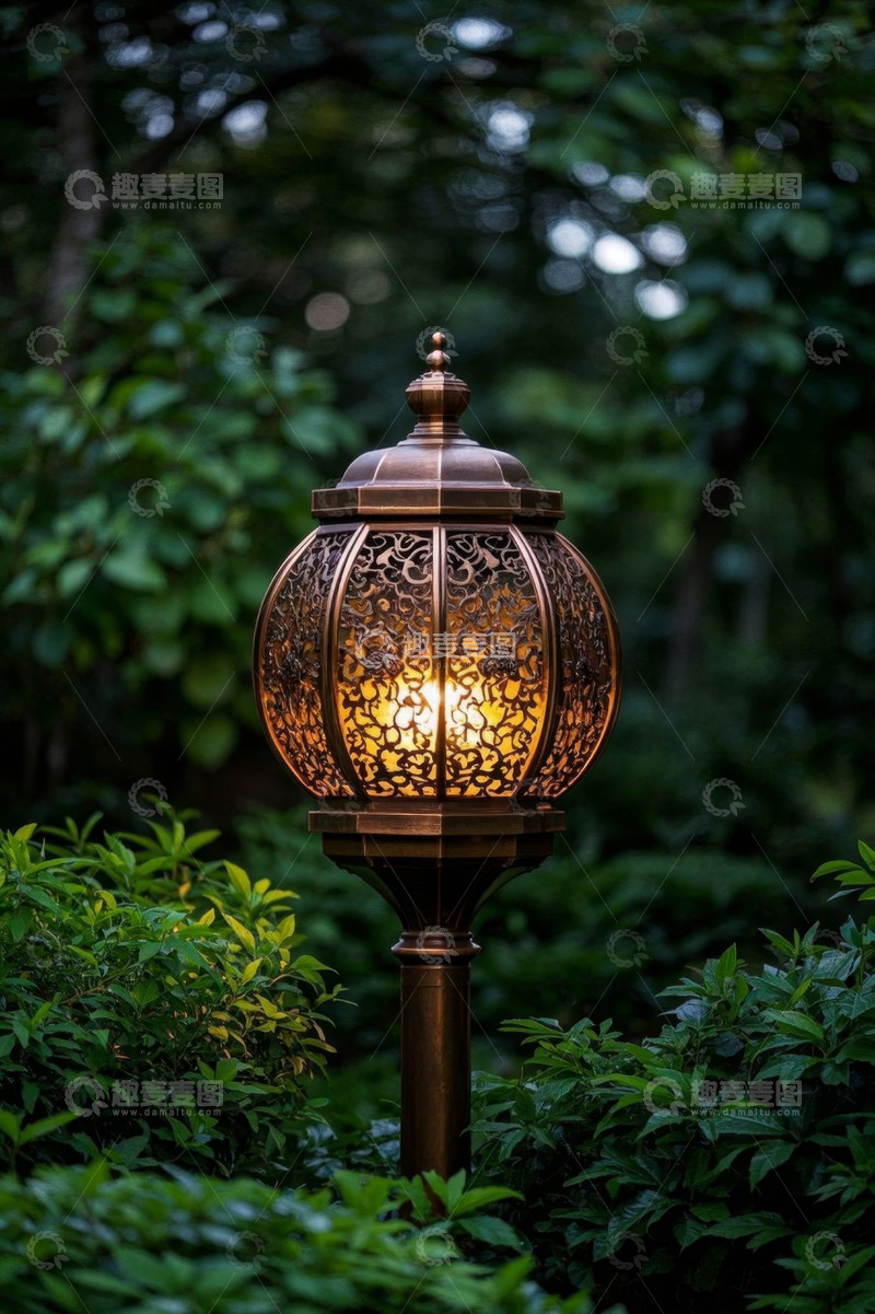 高清大图下载【趣麦麦图】园林中式装饰灯特写
