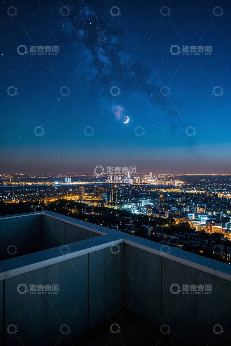 高清大图下载【趣麦麦图】城市夜空下的城市风光俯瞰